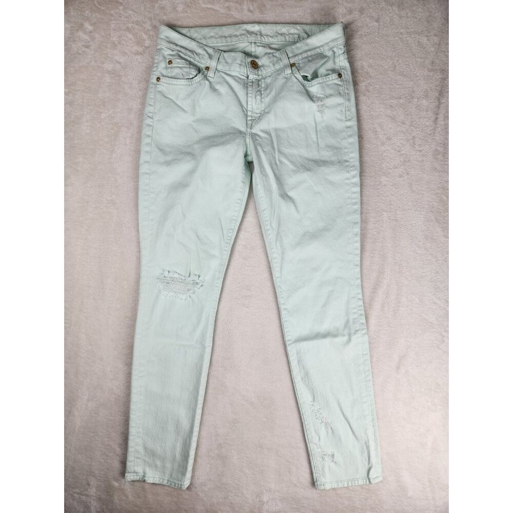7 For All Mankind Womens Size 28 Light Mint Colored Mid Rise Tapered Jeans